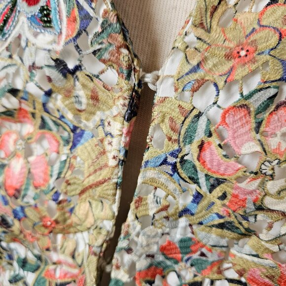 Soft Surroundings Ariege Blazer Jacket Floral Lace Embroidered Beaded Peplum M - Picture 5 of 8